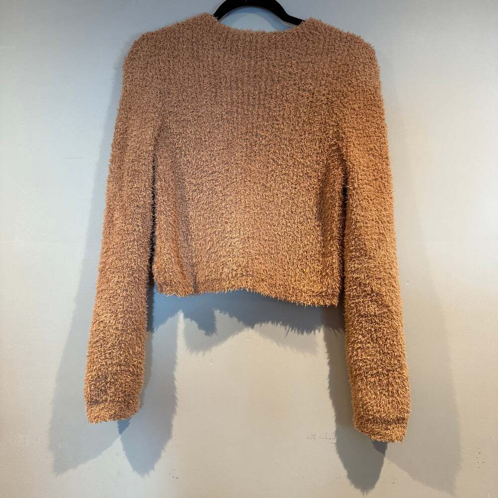 Aerie Fuzzy Cropped Sweater Brown Size Small Cozy Lounge Pullover